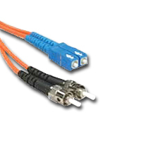 ST to SC multimode fiber optic cable.