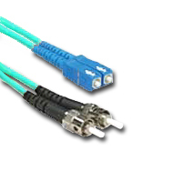 OM3 fiber optic cable featuring ST to SC connectors, suitable for data centers.