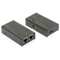 HDMI over CATx extender for long-distance HDMI signal transmission.