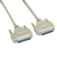 Serial cable DB25 male to DB25 male for direct device connection.