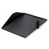 Solid centerlined shelf for secure equipment placement in server racks.