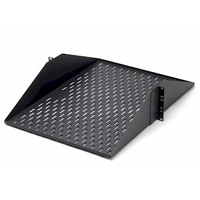 Centerlined vented shelf designed for airflow and equipment stability in racks.