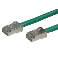 Green STP cable, designed for network applications.