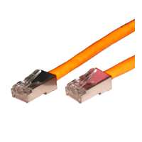 Orange STP cable, used for network connectivity and data transmission.
