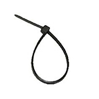 Black nylon tie, ideal for organizing cables and wires.