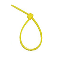 Yellow nylon tie for organizing cables, great for color-coded identification.