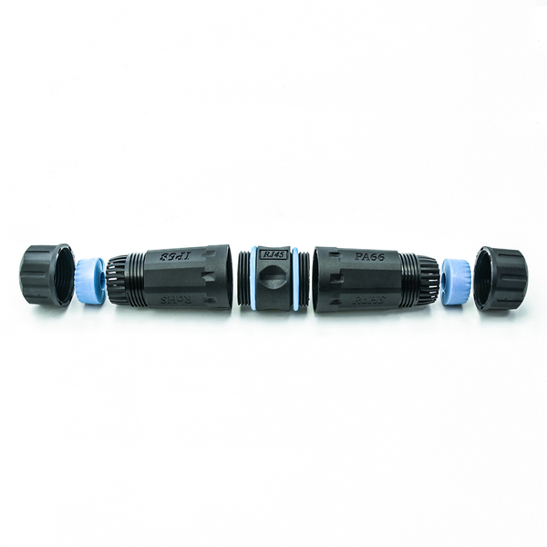 Cat6 outdoor coupler, RJ45, shielded, straight, female to female.