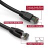 Cat 8 patch cable, shielded, 6 inch, 40G, with snagless boots, black color.