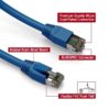 Cat 8 patch cable, shielded, 6 inch, 40G, with snagless boots, blue color.