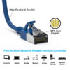 Cat 8 SlimLine patch cable, shielded, 6 inch, 40G, with snagless boots, blue color.