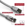 Cat 8 patch cable, shielded, 6 inch, 40G, with snagless boots, gray color.