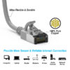Cat 8 SlimLine patch cable, shielded, 6 inch, 40G, with snagless boots, gray color.