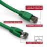 Cat 8 patch cable, shielded, 6 inch, 40G, with snagless boots, green color.