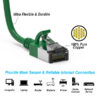 Cat 8 SlimLine patch cable, shielded, 6 inch, 40G, with snagless boots, green color.