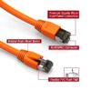 Cat 8 patch cable, shielded, 6 inch, 40G, with snagless boots, orange color.