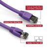 Cat 8 patch cable, shielded, 6 inch, 40G, with snagless boots, purple color.
