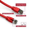 Cat 8 patch cable, shielded, 6 inch, 40G, with snagless boots, red color.