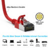 Cat 8 SlimLine patch cable, shielded, 6 inch, 40G, with snagless boots, red color.