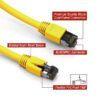 Cat 8 patch cable, shielded, 6 inch, 40G, with snagless boots, yellow color.